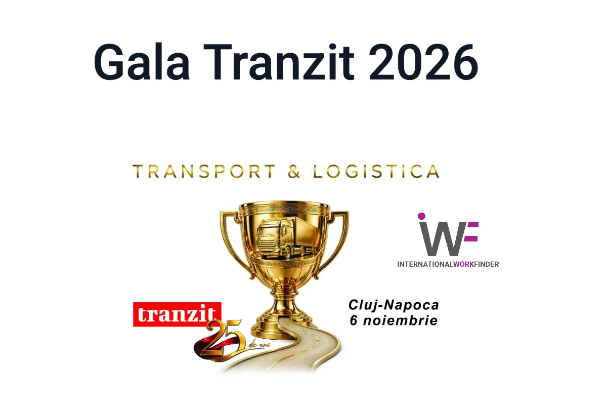 Afișul Gala Tranzit 2026, Transport & Logistică, Cluj-Napoca, 6 noiembrie, International Work Finder